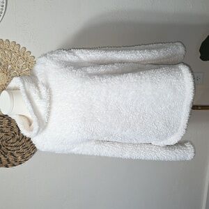 Cozy White Fleece Sherpa Winter White Turtleneck Sweater Womens Super Warm